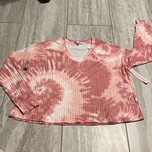 Crave Fame Tie Dye Pink Long Sleeve Shirt For Women XL